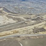 Earthworks for the interchange at Highway 22X and SWCRR, as well as the south gravel site and asphalt plant (looking northeast)