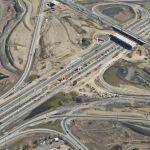 Driven piles for future directional ramps in the interchange at Highway 22X and Macleod Trail
(looking southeast)