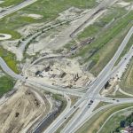 Bridge construction and earthworks at the intersection of 37 Street, Buffalo Run Boulevard and 130 Avenue (looking northwest)