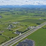 New lanes in the median of Highway 22X stretching to the west end of the project (looking southwest)