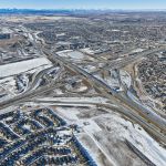 View of the interchange for Highway 22X and Macleod Trail, as well as the SWCRR project corridor to the west (looking northwest)