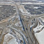 View from the Macleod Trail and Highway 22X interchange at the existing Stoney Trail corridor (looking east)