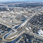 Construction on the foundation for the new bridge at Glenmore Trail and 37 Street (looking southwest)