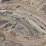 Three bridges and retaining walls under construction in the Anderson Road interchange (looking northwest)