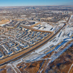 Looking northeast at Highway 8 / Sarcee Trail
