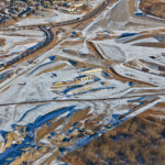 Looking northeast at bridge construction near Sarcee Trail