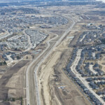 Earthworks for new eastbound lanes along Highway 8 and Discovery Ridge (looking east)