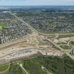 Expanding earthworks for the new interchange at the west end of Anderson Road (looking east)
