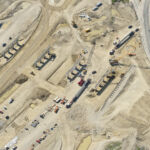 Preparing to place girders on the new bridge at Fish Creek Boulevard (looking northwest)