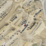 Preparing to place girders on the new bridge at Fish Creek Boulevard (looking northwest)