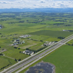 New lanes in the median of Highway 22X stretching to the west end of the project (looking southwest)