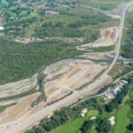 Bridge and culvert construction on Highway 8 at the Elbow River (looking northeast)
