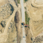 Earthworks around a closed portion of 146 Avenue (looking east)