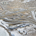 View of the interchange for Highway 22X and Macleod Trail (looking northeast)