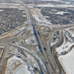 View from the Macleod Trail and Highway 22X interchange at the existing Stoney Trail corridor (looking east)