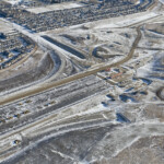 Earthworks and bridge construction at 162 Avenue (looking southeast)