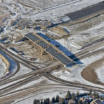 The new bridge taking shape at 37 Street and Buffalo Run Boulevard / 130 Avenue (looking northwest)