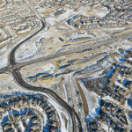 The traffic realignment at Highway 8 and 69 Street / Discovery Ridge Boulevard (looking north)