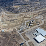 View showing the scale of the Anderson Road interchange and the Tsuut'ina Nation's 7 Chiefs Sportsplex (looking southeast)