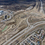 Earthworks and bridge construction for the Anderson Road interchange (looking northwest)