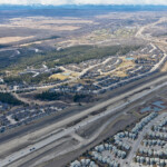 The future eastbound alignment taking shape along Highway 8 in preparation for a significant traffic realignment later this year (looking southwest)