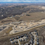 The excavation and gravel stockpiles at the North Gravel Site (looking northwest)