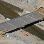 The new bridge at Highway 8 and the Elbow River being prepared for the deck pour (looking north)