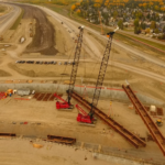 Girder erection for future Anderson Road Interchange looking North