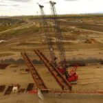 Girder erection for future Anderson Road Interchange looking South